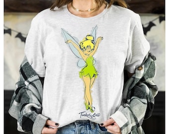 Peter Pan Tinker Bell Watercolor Sketch Comfort Colors Shirt, Disney Tinker Bell Fairy Pixie Dust Tee, Magic Kingdom Disneyland Trip Shirt