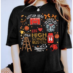 Disney Channel High School Musical Troy Bolton Love Heart Basketball T-shirt couleurs confort, T-shirt East High Wildcats, Disney Girl Trip