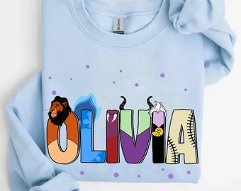 Personalisierte Disney Bösewichte Individuelle Name Komfort Farben T-Shirt, Scar Hades Maleficent Ursula T-Shirt, Magic Kingdom Disneyland Passendes Shirt