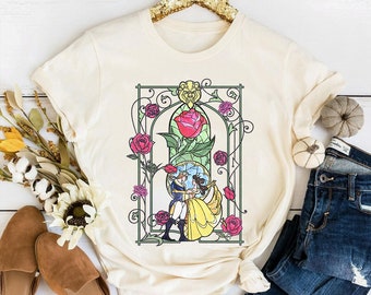 Chemise couleur confort florale La Belle et la Bête Disney, chemise vintage Tale As Old As Time, chemise Disney Princess Belle