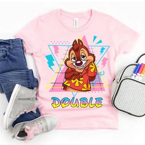 Disney Chip And Dale Double Trouble Comfort Colors Shirt, Chip &#39;n Dale Rescue Rangers Tee, Cute Chipmunk Matching Shirt, Disneyland Trip Tee