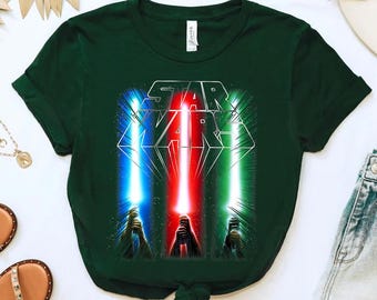 Retro Star Wars Classic Epic Lightsabers Comfort Farben T-Shirt, Star Wars Fans Shirt, Galaxy's Edge Disneyland Familie Passendes Shirt