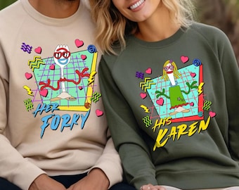 Camiseta de pareja de Disney Toy Story con colores cómodos, camiseta a juego de pareja Her Forky His Karen, camiseta divertida de Toy Story, camiseta Magic Kingdom Disneyland