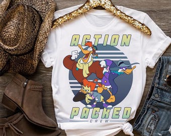Chemise couleurs confortables Disney Darkwing Duck, équipage emballé, t-shirt acolyte Darkwing, chemise voyage Animal Kingdom Disneyland, t-shirt cadeau d'anniversaire