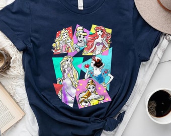 Chemise Princesses Disney Aurora Cendrillon Blanche-Neige Belle Raiponce Ariel, chemise de vacances Disneyland, cadeau d'anniversaire t-shirt enfant adulte enfant