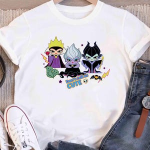 Disney Villains Kawaii Chibi Evil Queen Ursula Maleficent Comfort Colors Shirt, Magic Kingdom Disneyland Epcot Theme Park Family Matching
