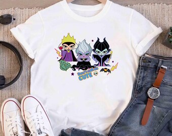 Disney Villains Kawaii Chibi Evil Queen Ursula Maleficent Comfort Colors Shirt, Magic Kingdom Disneyland Epcot Theme Park Family Matching