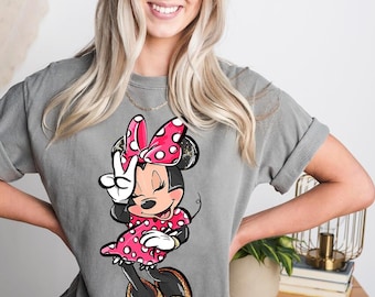 Maglietta retrò Disney Minnie Mouse con ritratto Comfort Colors, maglietta per le vacanze a Magic Kingdom Disneyland, maglietta regalo di compleanno