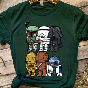 Star Wars Doodle Characters Comfort Colors Shirt, Funny Star Wars Chibi Character Darth Vader Stormtrooper Chewbacca Tee, Star Wars Fans Tee