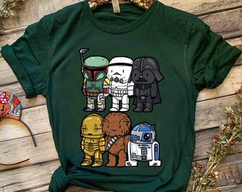 Star Wars Doodle Characters Comfort Colors Shirt, Funny Star Wars Chibi Character Darth Vader Stormtrooper Chewbacca Tee, Star Wars Fans Tee