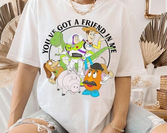 Retro Disney Pixar Toy Story You've Got A Friend In Me Group Shot Comfort Colors T-Shirt, Magic Kingdom Disneyland Family Vacation Tee