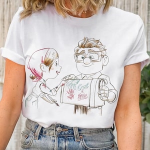 Disney Pixar Up Movie Young Carl And Ellie Sketch Comfort Colors T-Shirt, Disney Couple Matching Shirt, Magic Kingdom Disneyland Trip Shirt