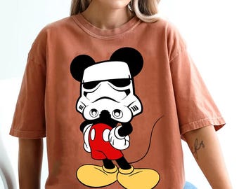 Funny Disney Star Wars Mickey Mouse Custom Stormtrooper Retro Comfort Colors T-Shirt, Galaxy's Edge Disneyland Family Vacation Holiday Tee