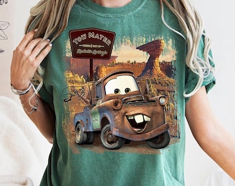 Vintage Disney Cars Tow Mater Comfort Colors Shirt, Cars Movie Distressed Poster Shirt, Magic Kingdom Disneyland Tee, Birthday Gift Shirt