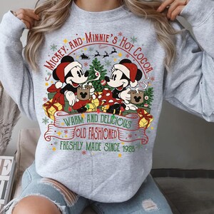 Vintage Disney Mickey And Minnie&#39;s Hot Cocoa Christmas Comfort Colors Shirt, Warm And Delicious Xmas Tee, Magic Kingdom Disneyland Shirt