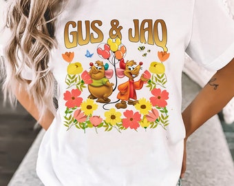 Comfort Colors Disney Cinderella Jaq and Gus Floral Shirt, Jaq and Gus Flower Shirt, Cinderella Duo Magic Kingdom Disneyland Vacation Shirt