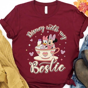 Minnie And Daisy Disney With My Bestie Comfort Colors Shirt, Disney Bestie Vacation Shirt, Magic Kingdom Disneyland Trip Tee