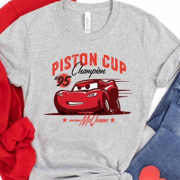 Disney Pixar Cars Lightning McQueen Piston Cup Champion T-Shirt, Magic Kingdom Trip T-shirt, Family Birthday Gift Adult Kid Toddler Tee