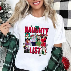 Disney Frech Liste der Bösewichte Komfort Farben Weihnachten Shirt, Böse Königin, Maleficent, Ursula, Disney Familie Shirts, Mickey Very Merry Xmas