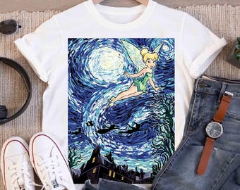 Disney Peter Pan Tinker Bell Starry Night Comfort Colors Shirt, Disney Fairy Tee, Magic Kingdom Disneyland Family Trip Shirt, Birthday Gift
