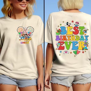 Two Sided Custom Name Mickey & Friends Birthday Shirt, Best Birthday Ever Comfort Colors Shirt, Disney Birthday Gift Shirt, Kid Toddler Tee
