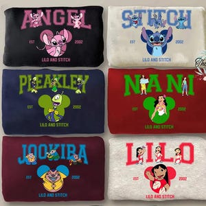 Custom Disney Lilo And Stitch Characters Comfort Colors T-Shirt, Lilo Stitch Angel Nami Tee, Magic Kingdom Disneyland Family Matching Shirt