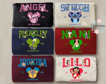 Custom Disney Lilo And Stitch Characters Comfort Colors T-Shirt, Lilo Stitch Angel Nami Tee, Magic Kingdom Disneyland Family Matching Shirt
