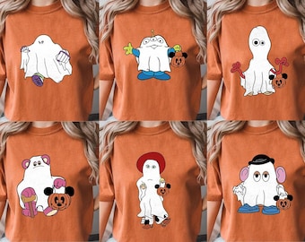 Camisa de Halloween con disfraz de fantasma de Toy Story, camisa de Halloween con colores cómodos, camisa de fiesta de Halloween de Mickey no tan aterrador, camiseta familiar de Halloween de Disney Boo
