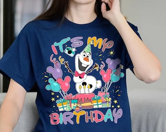 Maglietta comfort color "È il mio compleanno" del film Disney Pixar Frozen Olaf, maglietta con simpatico pupazzo di neve Olaf, viaggio a Magic Kingdom Disneyland, regalo di compleanno
