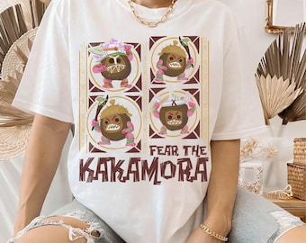 Camiseta de Disney Moana 2 Fear The Kakamora estilo Tiki con retrato grupal en colores cómodos, camiseta de piratas del coco de Kakamora, camiseta de viaje a Disneyland