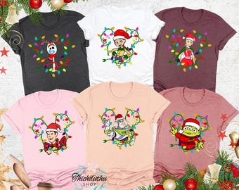 Gepersonaliseerde Disney Toy Story-personages Christmas Family Matching T-shirt, aangepaste personages Disneyland Xmas Tee, Very Merry Xmas