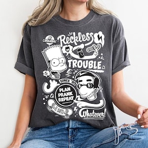 The Simpsons Bart Simpson & Milhouse Van Houten Plan Prank Repeat Comfort Colors T-Shirt, Magic Kingdom Disneyland Matching Tee