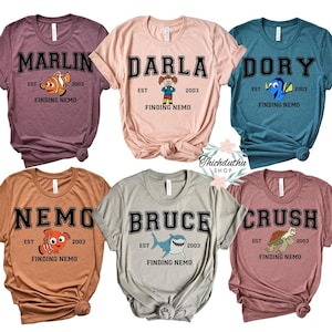 Custom Finding Nemo Character Comfort Colors Shirt, Finding Dory Character Tee, Nemo Marlin Dory Tee, Animal Kingdom Disneyland Matching Tee