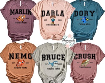 Custom Finding Nemo Character Comfort Colors Shirt, Finding Dory Character Tee, Nemo Marlin Dory Tee, Animal Kingdom Disneyland Matching Tee
