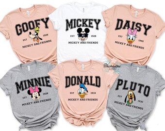 Mickey & Friends Character Comfort Colors T-Shirt, Mickey Minnie Donald Daisy Goofy Pluto Tee, Magic Kingdom Disneyland Group Matching Tee
