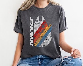 Star Wars Millennium Falcon Graphic Comfort Colors T-Shirt, Star Wars Fans, Galaxy's Edge Disneyland Star Wars Day Tee, Star Wars Spaceship