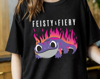 Camiseta Bruni Salamander de Frozen 2 de Disney, llena de energía y fuego, con personajes de Frozen, ideal como regalo de cumpleaños para adultos y niños pequeños.