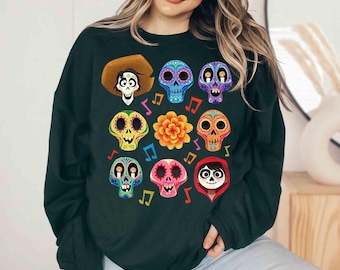 Disney Coco Character Grid Sugar Skulls Comfort Colors Shirt, Disney Pixar Coco Musical Miguel Shirt, Magic Kingdom Disneyland Trip Tee