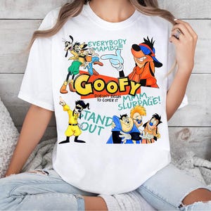 Disney A Goofy Movie Characters Comfort Colors T-Shirt, Everybody Mambo Tee, Powerline Stand Out World Tour, Magic Kingdom Disneyland Shirt