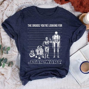 Star Wars Droids Lineup Comfort Colors T-Shirt, The Droids You&#39;re Looking For, R2-D2 C-3PO BB-8 Tee, Galaxy&#39;s Edge Disneyland Matching Tee