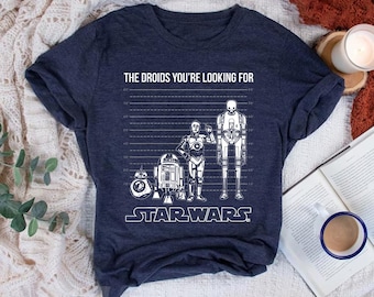 Star Wars Droids Lineup Comfort Colors T-Shirt, The Droids You're Looking For, R2-D2 C-3PO BB-8 Tee, Galaxy's Edge Disneyland Matching Tee
