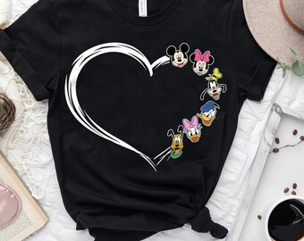Heart Mickey And Friends Comfort Colors T-Shirt, Disney Family Trip Vacation, WDW Epcot Theme Park, Magic Kingdom Disneyland Matching Tee