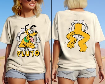 Two Sided Cute Pluto Dog Portrait Mickey and Friends Shirt, Disneyland Family Vacation, Birthday Gift Adult Kid Toddler Tee