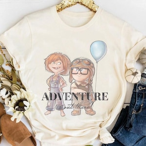Disney Pixar Up Movie Young Carl And Ellie Adventure Is Out There Comfort Colors T-Shirt, Magic Kingdom Disneyland Couple Matching Tee