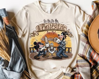 Retro Mickey And Friends Yo Ho Yo Ho A Pirate's Life For Me Comfort Colors Shirt, Disney Pirates Tee, Magic Kingdom Disneyland Matching Tee