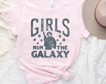 Camiseta de Star Wars Princesa Leia Girls Run The Galaxy Comfort Colors, camiseta Girl Power, camiseta Disney Girls Trip, camiseta feminista, fan de Star Wars