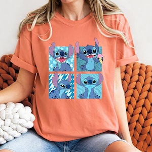 Disney Stitch Emotions Comfort Colors T-Shirt, Lilo and Stitch Tee, Magic Kingdom Disneyland Family Matching Shirt, Disney Vacation Trip Tee