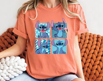 Disney Stitch Emotions Comfort Colors T-Shirt, Lilo and Stitch Tee, Magic Kingdom Disneyland Family Matching Shirt, Disney Vacation Trip Tee