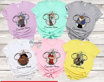Custom Disney Male Characters Comfort Colors Shirt, Personalized Family Matching Shirts, Disneyland Family Vacation Trip