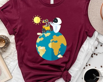 Camiseta de los robots de WALL-E y EVE de Disney, camiseta de vacaciones familiares de Magic Kingdom WDW Disneyland, regalo de cumpleaños para adultos y niños pequeños.